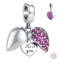 Striebro 925 Srdce otvárateľné Milujem ťa prívesok náramok láska Striebro 925 Srdce otvárateľné Milujem ťa prívesok náramok láska