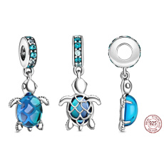 Striebro 925 morská korytnačka Murano sklo prívesok náramok zvierat