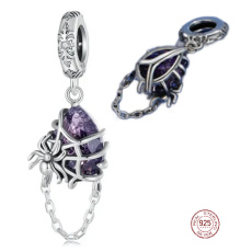 Charm Striebro 925 Pavučina s pavúkom, prívesok na náramok Halloween Charm Striebro 925 Pavučina s pavúkom, prívesok na náramok Halloween