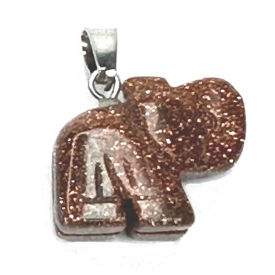 Zlatý prívesok Slon, ručne brúsená figúrka 1,8 x 2,5 x 8 mm, kameň ambícií