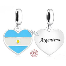 Charm Striebro 925 Argentína vlajka srdce - milujem Argentínu, prívesok na náramok cestovanie Charm Striebro 925 Argentína vlajka srdce - milujem Argentínu, prívesok na náramok cestovanie