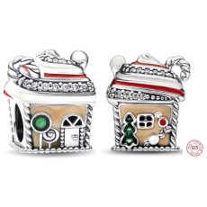 Prívesok Striebro 925 Perníkový domček, korálik na náramok Vianoce
