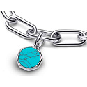 Charm Striebro 925 Mini medailón tyrkysovo modrý imitácia Tyrkys, prívesok na náramok symbol